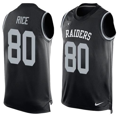 Nike Raiders #80 Jerry Rice Black Team Color Men's Stitched NFL Limited Tank Top Jersey - Click Image to Close
